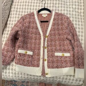 Maeve by Anthropologie Pink Tweed Jacket